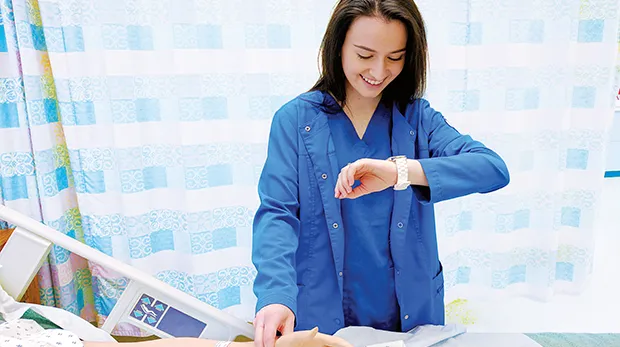 Student Nurse trains in the skills lab