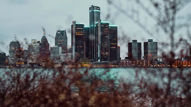 Wayne State Detroit Skyline