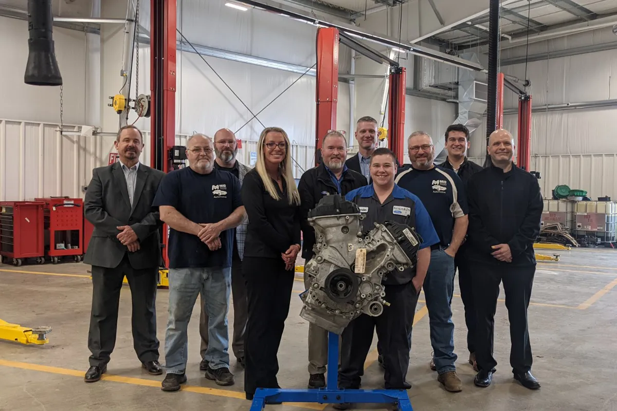 Midland Ford Lincoln delivers engine donation to Automotive &amp; Diesel Service Lab.