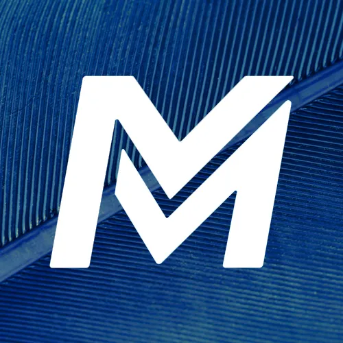 Mid M logo on blue feather background