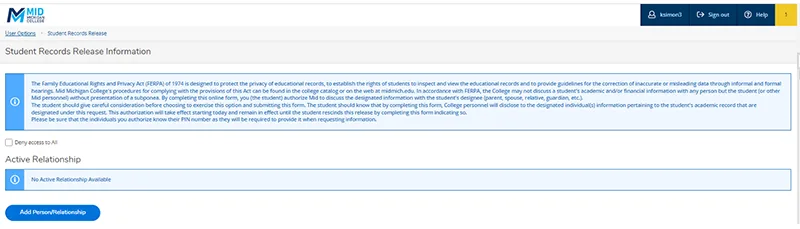 ferpa student release records screen